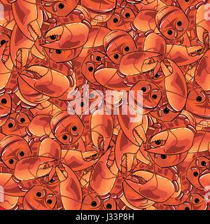 Boiled Lobster Seamless Pattern Stock Vector