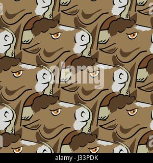 Bull Head Icon Seamless Pattern Stock Vector