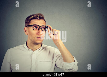 Side profile of a man in glasses Stock Photo