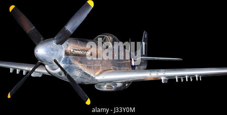 American P-51 fighter plane from Korean War, isolated on black Stock Photo