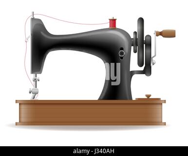 sewing machine old retro vintage icon stock vector illustration isolated on gray background Stock Vector