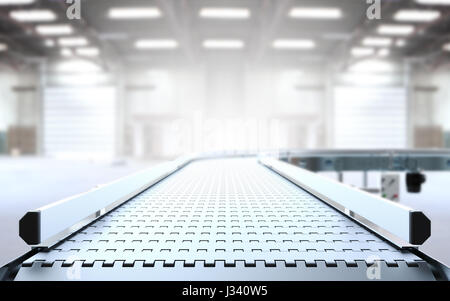 Empty conveyor belt 3D rendering Stock Photo