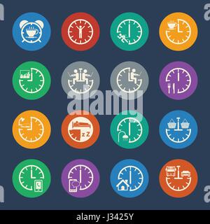 Daily Routine. Business icons set for internet marketing and services. Stock Vector