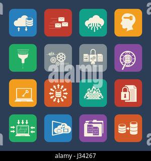 Big Data icons set Stock Vector
