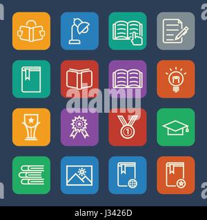 Simple Education icons set for Website and Mobile applications. Flat design. Stock Vector