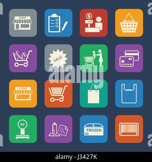 Shopping mall and delivery icons set. Flat design for Website and Mobile applications. Vector Stock Vector