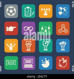Soccer icons set.  Flat design for Website and Mobile applications. Vector Stock Vector
