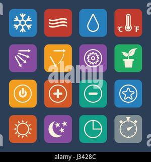 Symbol for Air conditioning. Vector icons set. Flat design for Website and Mobile applications. Stock Vector