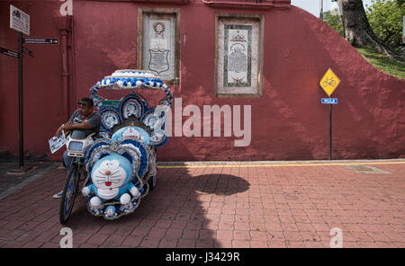 Rickshaw (trishaw) in UNESCO World Heritage Malacca, Malaysia Stock Photo