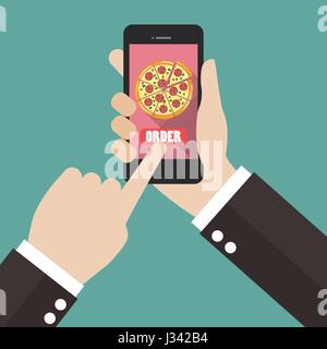 Order pizza online. vector illustration Stock Vector