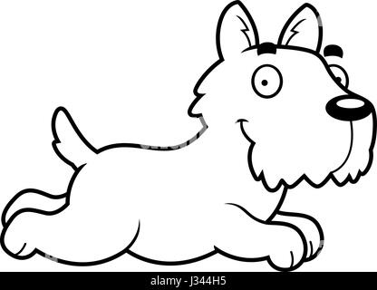 A cartoon illustration of a Scottie running. Stock Vector
