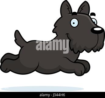 A cartoon illustration of a Scottie running. Stock Vector