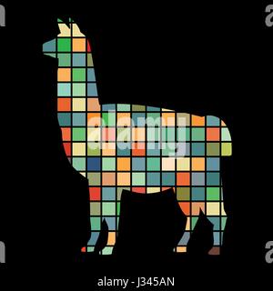 Lama mammal color silhouette animal Stock Vector