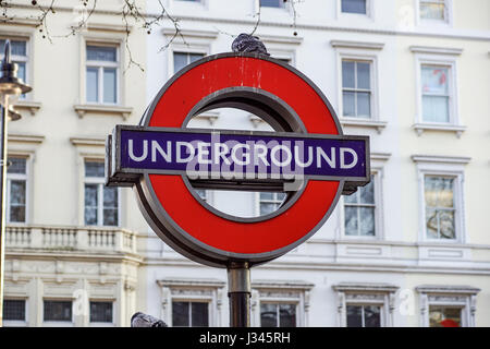 LONDON - april 11: Transport for London using the Underground logo by transportation systems in London on April 11, 2017 in London. Stock Photo