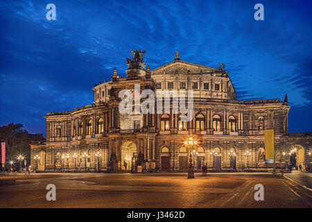 The Semperoper building - the opera hall of the Saxon State. Stock Photo