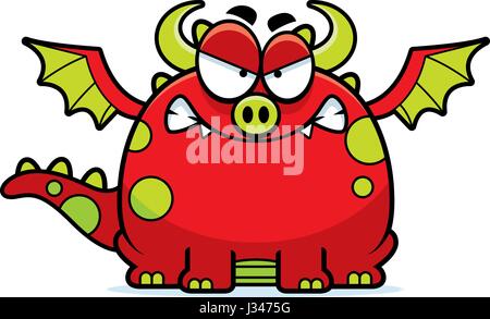 A cartoon illustration of a dragon looking angry. Stock Vector