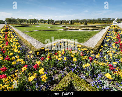 Herrenhaeuser Gaerten, park at castle Herrenhausen, spring, flowers,  Hannover, Germany Stock Photo