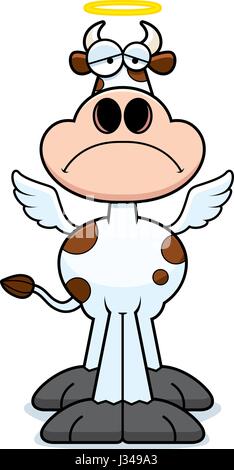 A cartoon illustration of a holy cow looking sad. Stock Vector