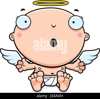 A cartoon illustration of a baby angel looking surprised. Stock Vector