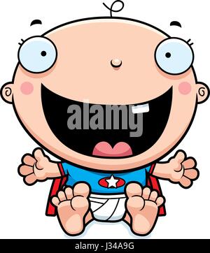 A cartoon illustration of a baby superhero looking happy. Stock Vector