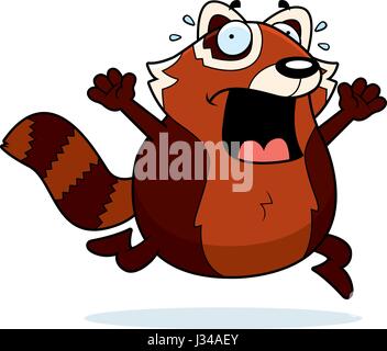 A cartoon illustration of a red panda running in a panic. Stock Vector