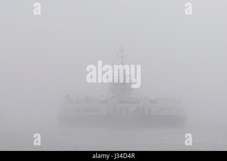 The Halifax-Dartmouth Ferry in the fog. Nova Scotia, Canada. Stock Photo