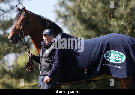 Nick Skelton with Big Star during the media day at Ardencote Farm, Alcester. Stock Photo