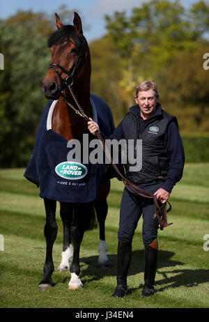 Nick Skelton with Big Star during the media day at Ardencote Farm, Alcester. Stock Photo