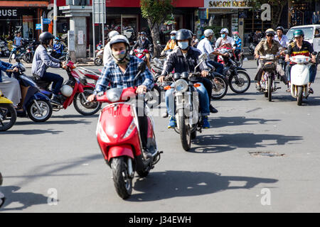 HO CHI MINH, VIETNAM - FEBRUARY 23, 2017: Unidentified people on the street of Ho Chi Minh, Vietnam. Ho Chi Minh is the largest city in Vietnam. Stock Photo