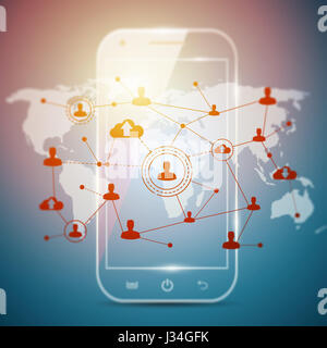 Social networking technologies in a smartphone. Social media concept Stock Photo