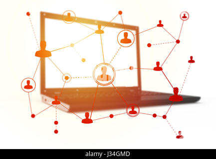 Social networking technologies on a laptop. Social media concept Stock Photo