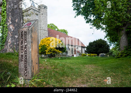 A sign for The Churches Conservation Trust outside St James' church, Cooling in Kent. Stock Photo
