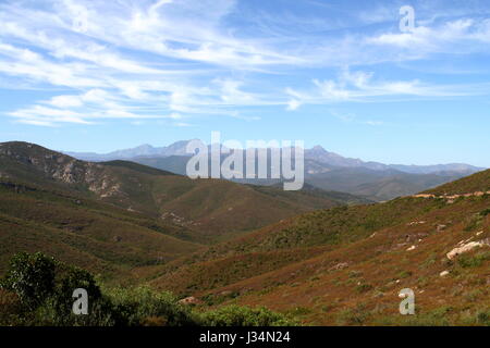 Corsica Interior. View looking to Monte Padru in the islands highland interior seen from the Desert des Agriates in the north of Corsica. Stock Photo