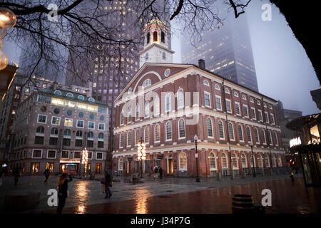 night at Faneuil Hall  Boston capital of Massachusetts, United States, USA, Stock Photo