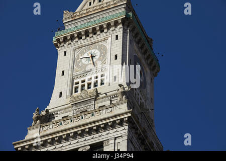 Clock tower, The Custom House Tower skyscraper McKinley Square Financial District Boston Massachusetts, United States, USA, Stock Photo