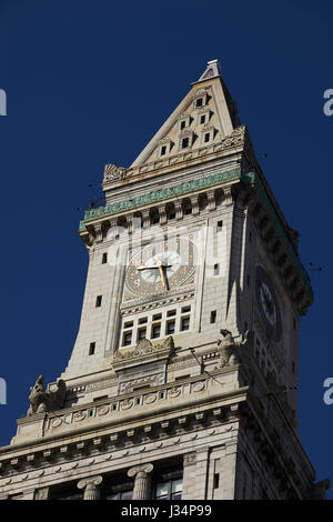 Clock tower, The Custom House Tower skyscraper McKinley Square Financial District Boston Massachusetts, United States, USA, Stock Photo