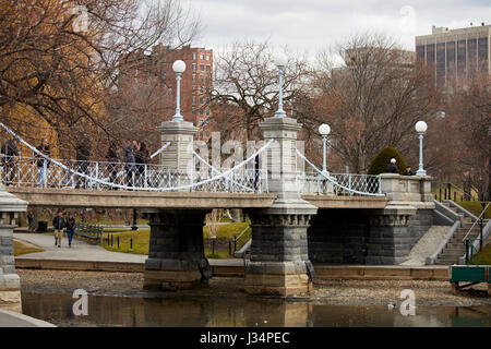 bridge in Boston Public  garden, Beacon Hill  Massachusetts, United States, USA, Stock Photo