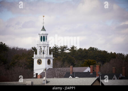 The First Parish Church, clock tower  Manchester by the Sea, Boston, Massachusetts, United States, USA, Stock Photo