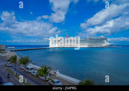 COZUMEL, MEXICO - MARCH 23, 2017: The beautiful cruise Norwegian Epic, in Cozumel Port visit the island Stock Photo