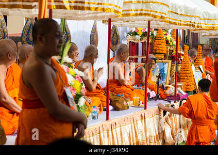 Monk elevation ceremony, Wat Ongteu, Vientiane Stock Photo