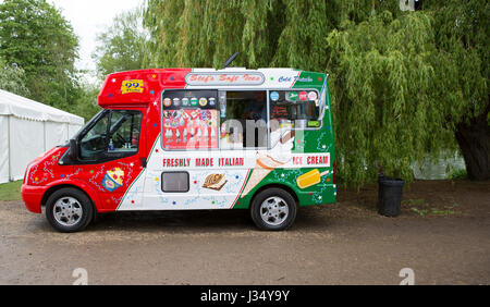 MAPLEDURHAM, UK - MAY 1, 2017: Ice cream van by the River Thames at Mapledurham food festivial Stock Photo