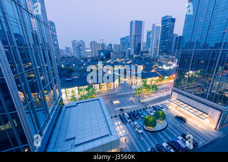 People walking in Sino-Ocean Taikoo Li in Chengdu aerial view panorama  Stock Photo - Alamy