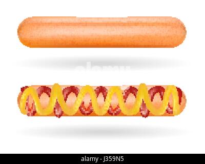 set of real sausage on a white background Stock Vector