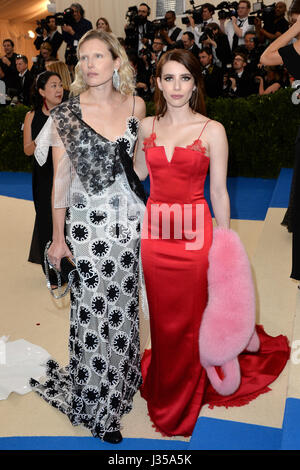 Dree Hemingway and Emma Roberts attending The Metropolitan Museum of Art Costume Institute Benefit Gala 2017, in New York, USA. PRESS ASSOCIATION Photo. Stock Photo