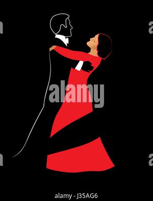 vector drawing couple dancing classic dance Stock Vector