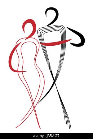 vector drawing couple dancing classic dance Stock Vector