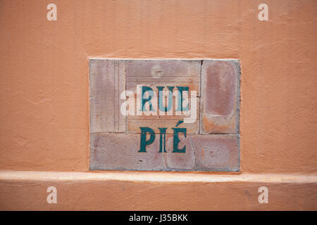 Roquebrune vieux village street sign Stock Photo