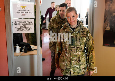 Tapa, Tapa Army Base in northern Estonia. 3rd May, 2017. Sophie, Countess of Wessex, visits Tapa Army Base in northern Estonia, May 3, 2017. The countess visited Wednesday the NATO battalion battle group including British soldiers in the Tapa Army Base. Credit: Sergei Stepanov/Xinhua/Alamy Live News Stock Photo