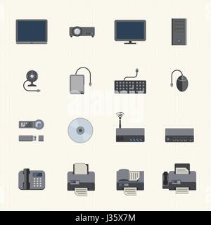 Big Data icon set, Computer and devices Stock Vector