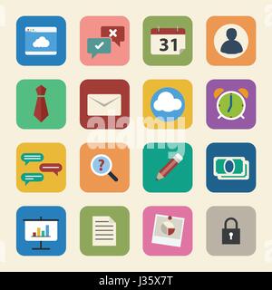 Business icons set. Flat design for Web and Mobile Applications. Stock Vector